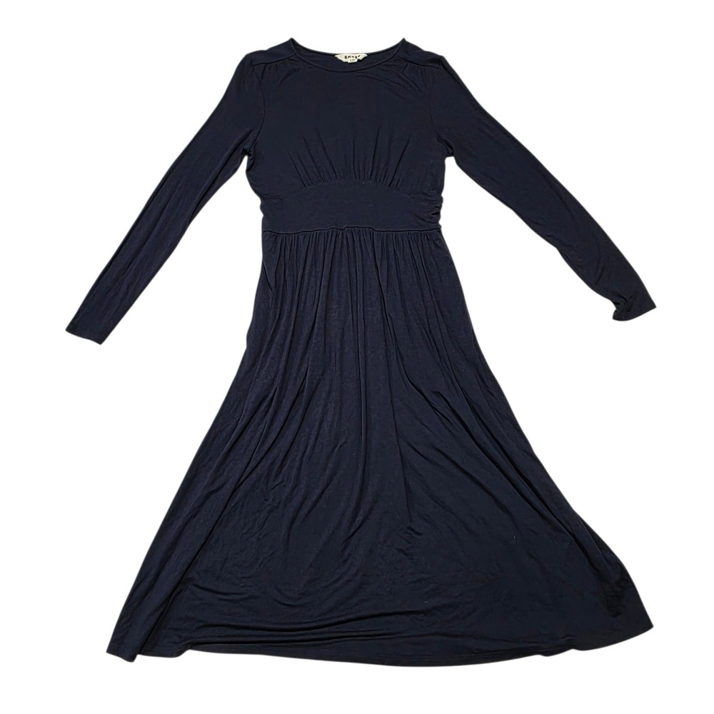 Boden Long Sleeve Midi Dress Womens 2R Navy Blue Lenzing Ecovero Viscose Jersey